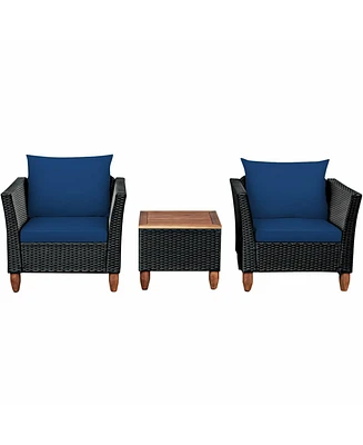 Gouun 3 Pieces Outdoor Patio Rattan Furniture Set