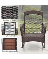 Gouun 3 Pieces Rocking Bistro Set with 2-Tier Table