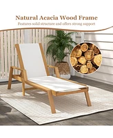 Gouun Patio Chaise Lounge Chair with Armrests and Fabric Seat for Backyard