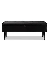 Baxton Studio Caine Modern and Contemporary Velvet Fabric Upholstered and Dark Brown Finished Wood Storage Bench
