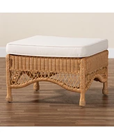 bali & pari Brooklyn Bohemian Light Honey Braided Rattan Ottoman Stool