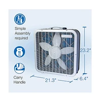 Lasko Air Flex Portable Home Office 3 Speed Air Purifier Machine Box Fan, White