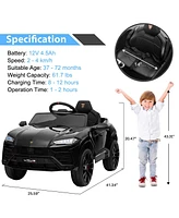 Funtok Licensed Lamborghini Urus 12V Electric Ride on Car for Kids, with Remote Control, MP3 Player and Led Lights