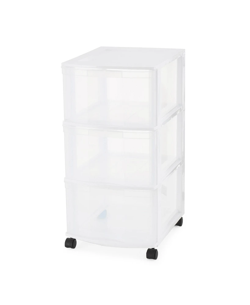 Gracious Living Classic 3 Drawer Organizer Plastic Storage Cart w/ Wheels, White