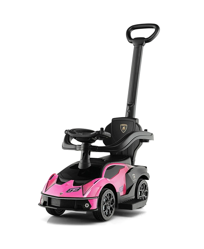 Gymax 3-in-1 Licensed Lamborghini Ride on Push Car Stroller Sliding Car w/ Sound