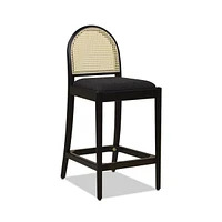 26.5" Curved Back Rattan Counter Bar Stool, Set of 2, Ivory White Boucle-The Pop Home