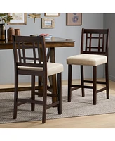 The Pop Home Set of 2 Counter Height Chairs with 5cm Cushion, Wooden Back Bar Stools-The Pop Home