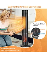 Gouun 1500W Ceramic Tower Space Heater with Remote Control and Realistic 3D Flame