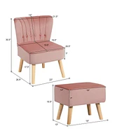 Gouun Modern Accent Chair Ottoman Set with Footstool