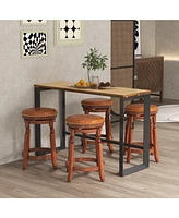 24 Inch Swivel Bar Stool Set of 2 with Upholstered Seat and Rubber Wood Frame