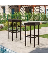 Gouun 2 Pieces Patio Rattan Wicker Bar Stool Chairs