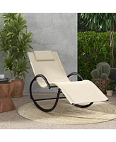 Gouun Outdoor Rocking Lounge Chair with Removable Headrest
