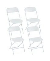 Gouun 4 Pack Metal Folding Chairs with Plastic Seat and Back