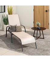 Gouun Adjustable Patio Chaise Folding Lounge Chair with Backrest
