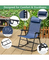 Gouun Outdoor Patio Camping Lightweight Folding Rocking Chair with Footrest