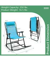 Gouun Outdoor Patio Camping Lightweight Folding Rocking Chair with Footrest