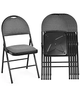 Gouun Set of 6 Folding Fabric Upholstered Metal Chairs