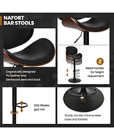 Gouun Set of 2 Adjustable Swivel Pu Leather Bar Stools with Curved Footrest
