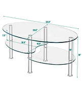 Gouun Tempered Glass Oval Side Table
