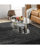 Gouun Tempered Glass Oval Side Table