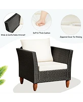 Gouun 3 Pieces Outdoor Patio Rattan Furniture Set with Table
