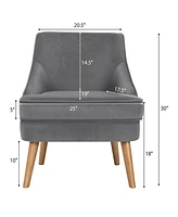 Gouun Mid Century Velvet Accent Chair with Rubber Wood Legs for Bedroom