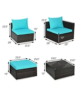 Gouun 5 Pieces Patio Rattan Furniture Set with Table