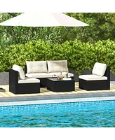 Gouun 5 Pieces Outdoor Patio Furniture Set with Cushions and Table