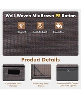 Gouun Outdoor Wicker Storage Box with Zippered Liner-50 Gallon