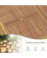 Gouun 8-Person Outdoor Dining Table 79 Inch Acacia Wood Patio Table with Umbrella Hole