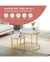 Gouun Set of 2 Modern Round Stacking Nesting Tables