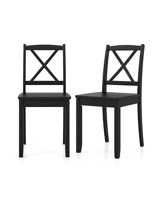 Gouun Wood Dining Chair Set of 2 with Rubber Wood Legs and Curved Backrest