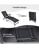 Gouun 2 Pieces Foldable Chaise Lounge Chair with 2-Position Footrest
