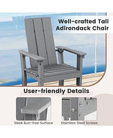 Gouun Tall Adirondack Chair Outdoor Bar Stool with Ergonomic Backrest for Backyard