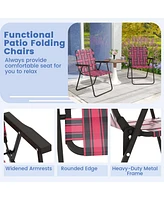 Gouun 2 Pieces Folding Beach Chair Camping Lawn Webbing Chair