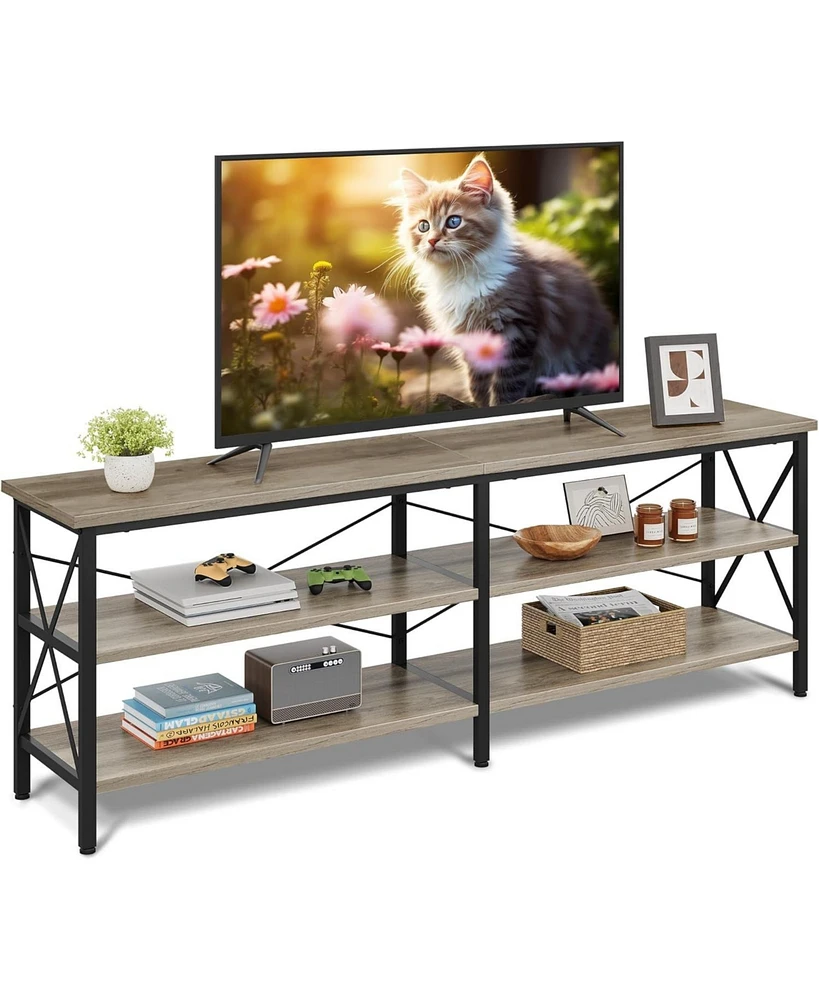 Wlive Tv Stand for 65 70 inch Entertainment Center with Storage Industrial Console Living Room Long 63" Cabinet Metal Frame