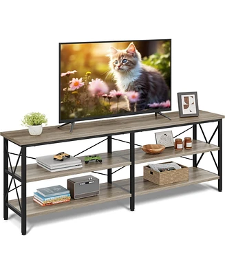 Wlive Tv Stand for 65 70 inch Entertainment Center with Storage Industrial Console Living Room Long 63" Cabinet Metal Frame