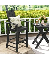 Gouun Tall Adirondack Chair Outdoor Bar Stool with Ergonomic Backrest for Backyard