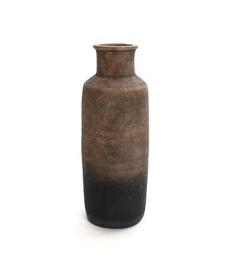 LuxenHome Brown Ombre Terracotta Narrow Tall Vase