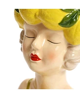 LuxenHome Lady Lemons Ceramic 11.6-Inch Tall Sculpture Vase