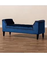 Baxton Studio Perret Modern and Contemporary Royal Blue Velvet Fabric Upholstered Espresso Finished Wood Bench