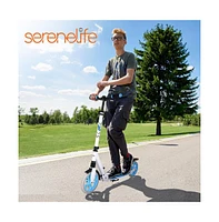 SereneLife Lightweight Foldable Kick Scooter for Teens and Adults, Adjustable Height (Black)