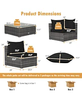 Gouun 7 Pieces Patio Rattan Furniture Set with Sectional Sofa Cushioned
