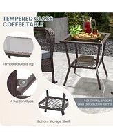 Gouun 3 Pieces Rocking Bistro Set with 2-Tier Table