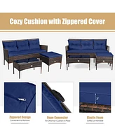 Gouun 3 Pieces Patio Furniture Sectional Set with 5 Cozy Cushions