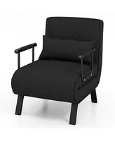 Gouun Folding 6 Position Convertible Sleeper Bed Armchair Lounge Couch with Pillow