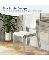 Gouun Modern Plastic Dining Chair Set of 2 with Metal Legs and Curved Back