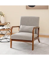 Gouun Modern Accent Chair with Rubber Wood Frame and Lumbar Pillow