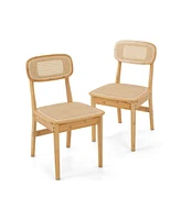 Gouun Set of 2 Rattan Dining Chairs with Simulated Rattan Backrest