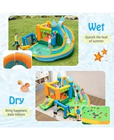 Gouun Inflatable Water Slide Blowup Bounce House with Dual Slides and Splash Pool (Without Blower)